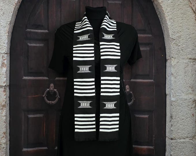 Heritage Black and White Kente Stoles