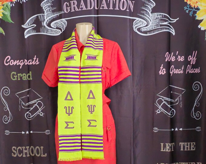 Delta Psi Sigma Green and Purple  Kente Stole