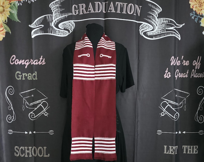 Maroon and White Custom Kente Stoles