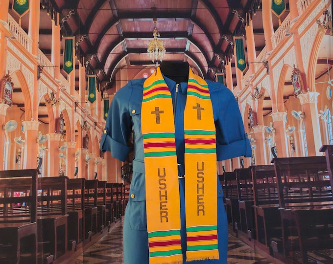 USHER  Yellow Kente Stoles