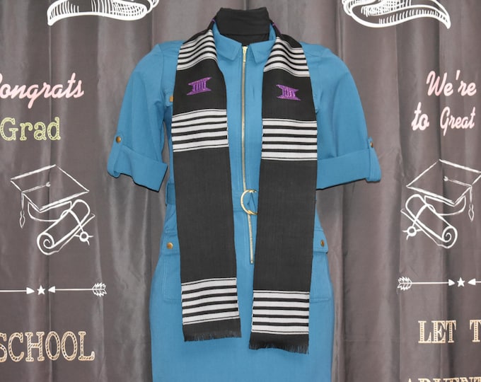 Custom Black and Gray Kente Stoles