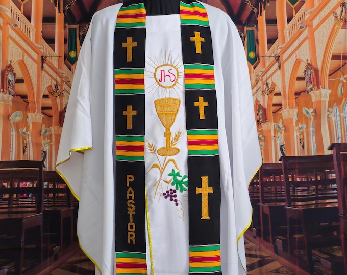 Traditional Black Kente Stoles - Pastor