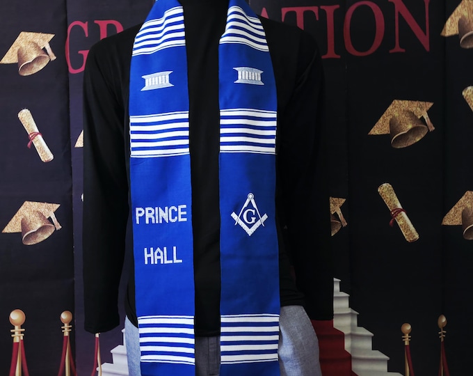 Masons Prince Hall Kente Stoles. Blue and White Kente