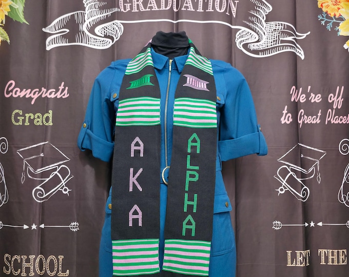 AKA and ALPHA Kente Graduation Stole: Handwoven Ghana Sash