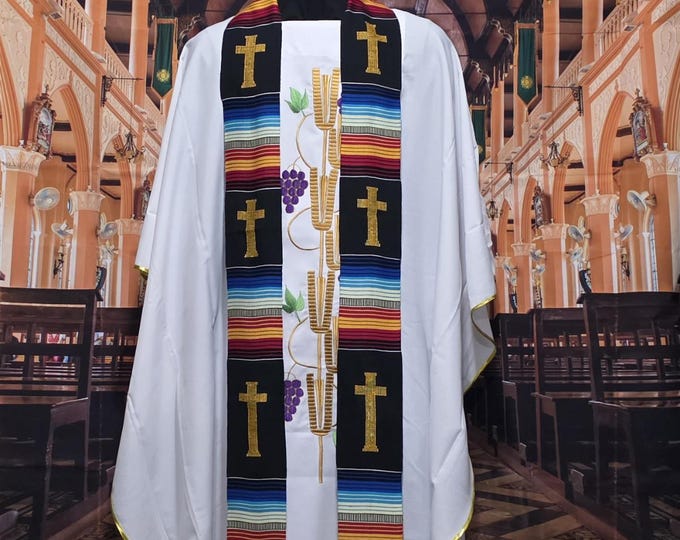 Multicultural Black Kente Priest Stoles