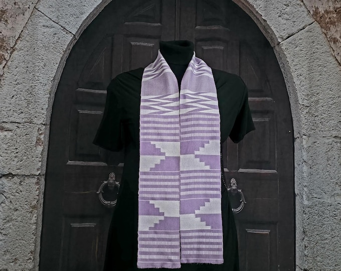 Double Weave Lavender and White Kente Stoles