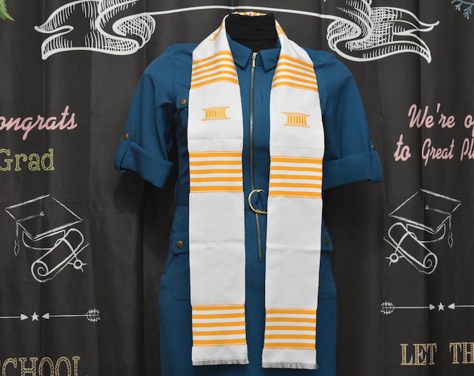 Custom White and Gold  Kente Stoles