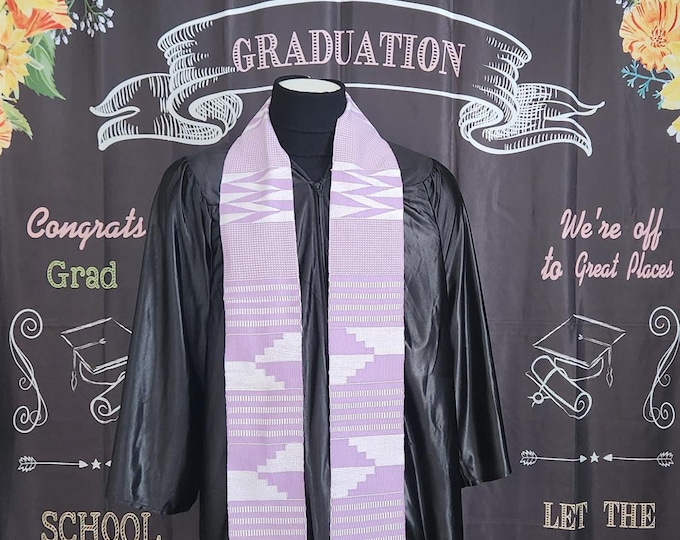 Double Weave Lavender and White Kente Stole