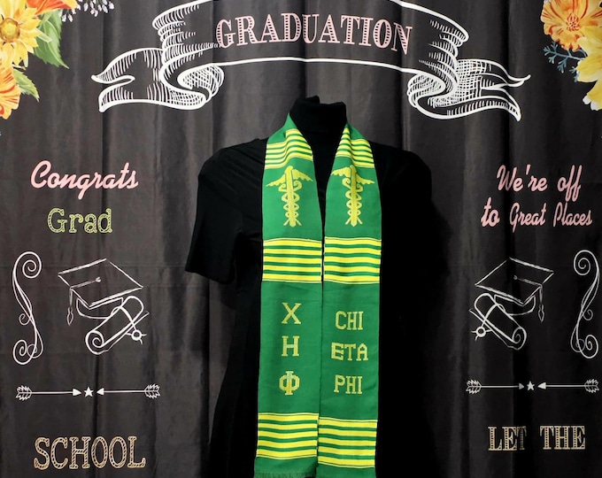 Chi Eta Phi and ΧΗΦ Sorority Stoles. Nurses Logo. Pea Green & Lemon Yellow.