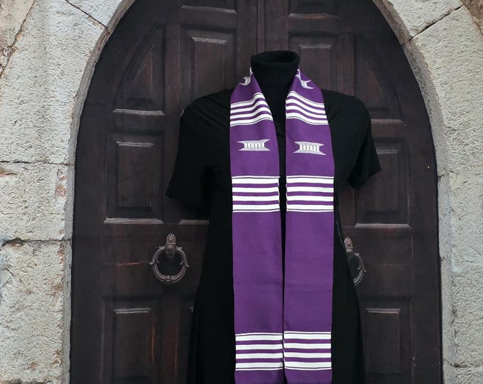 Custom Purple and White  Kente Stoles