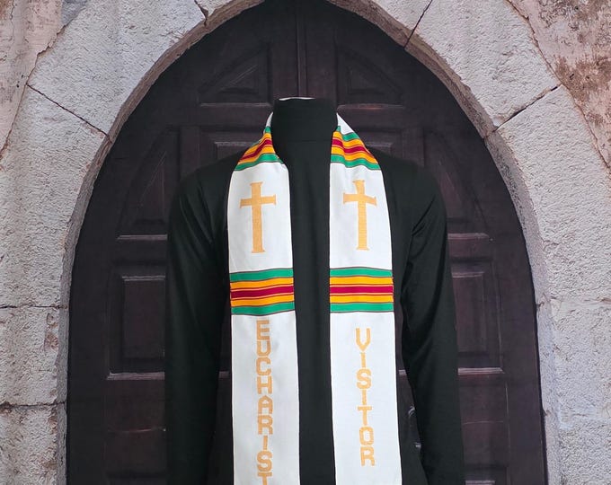 EUCHARIST VISITOR  White Kente Stoles