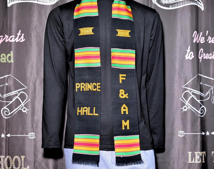 Mason Prince Hall F&AM  Kente Stoles. Traditional Black Kente