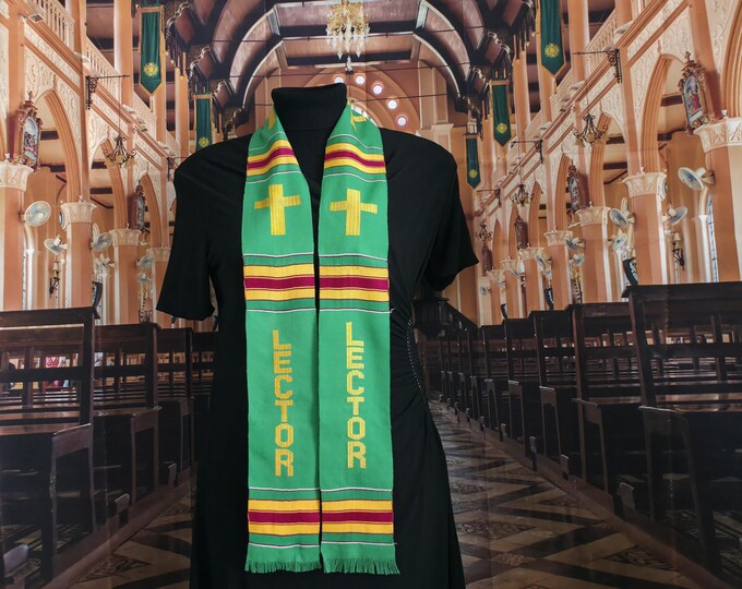 LECTOR  Green Kente Stoles