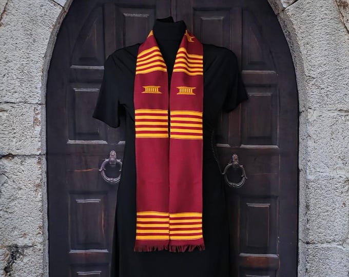 Custom Design Maroon and Gold Kente Stoles