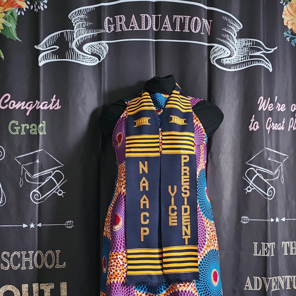 NAACP VICE PRESIDENT Navy Blue Kente Stoles