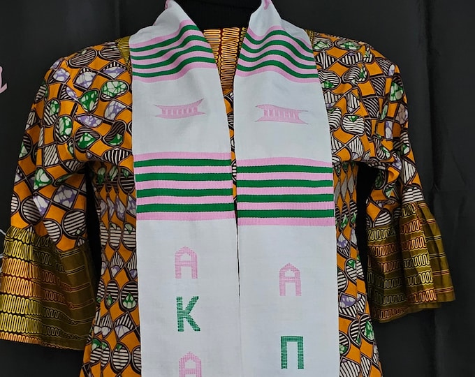 Custom White AKA  Kente Stoles (CLARK ATLANTA)