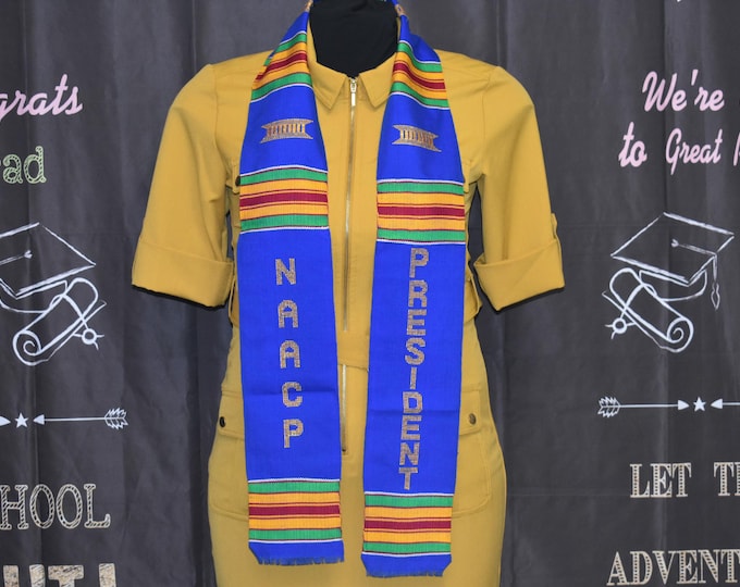NAACP PRESIDENT Royal Blue African Colors Kente Stoles