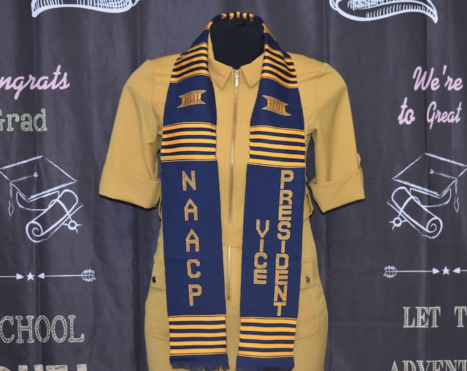 NAACP VICE PRESIDENT Navy Blue Kente Stoles