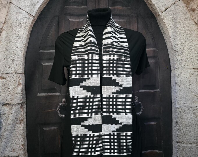 Double Weave Black and White Kente Stoles