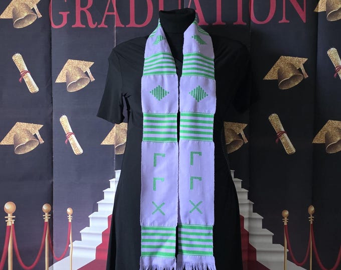 Gamma Gamma Chi Kente Stoles. Lavender and Green