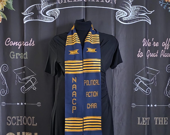NAACP Political Action Chair Navy Blue Kente Stoles
