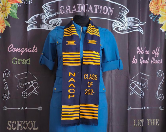 NAACP CLASS OF 2026 Navy Blue Kente Stoles