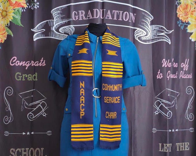 NAACP Community Service Chair Navy Blue Kente Stoles