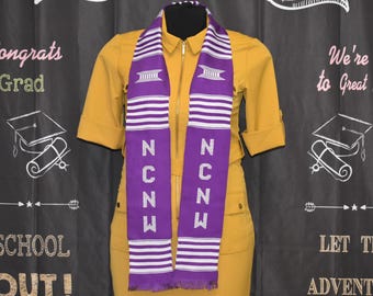 NCNW Purple and White Kente Stoles