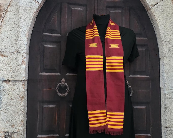 Custom Burgundy and Gold Kente Stoles