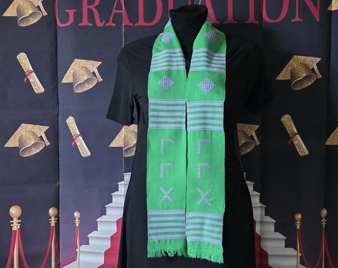 Gamma Gamma Chi Kente Stoles. Green and Lavender