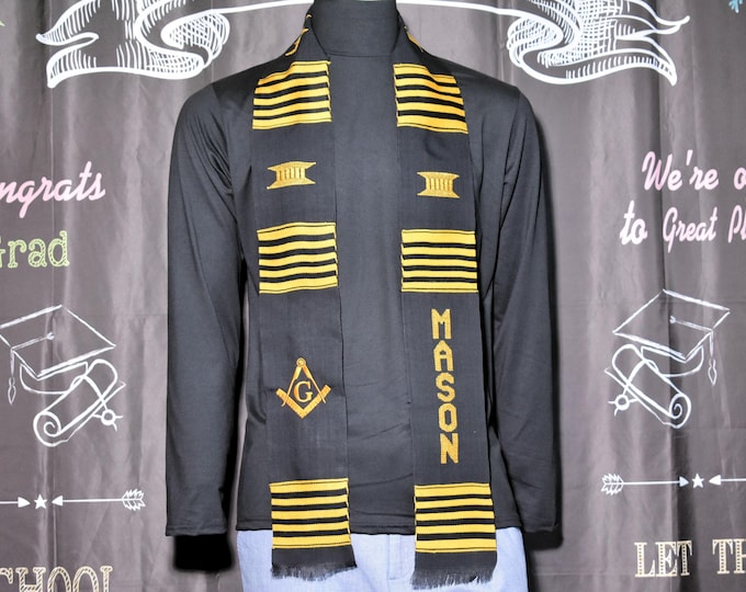 Masons Kente Stoles. Black and Gold Kente
