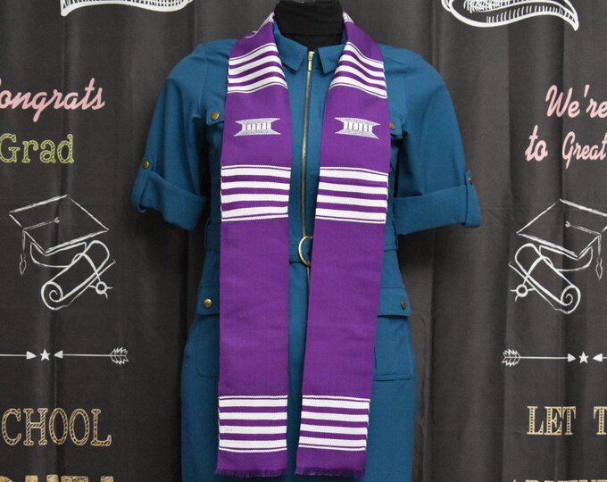 Blank Purple and White  Kente Stoles