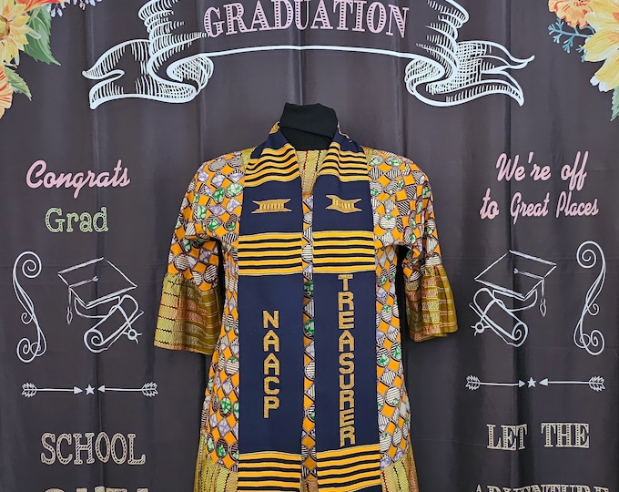 NAACP TREASURER Navy Blue Kente Stoles