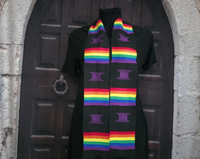 LGBTQIA+ Graduation Black Kente Stole