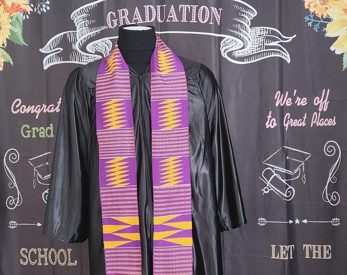 Double Weave Purple and Gold Kente Stoles