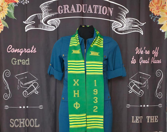 Chi Eta Phi 1932 Sorority Kente Stoles. Pea Green and Lemon Yellow