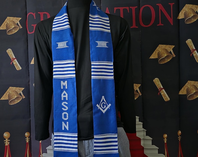 Masons Kente Stoles. Blue and White Kente