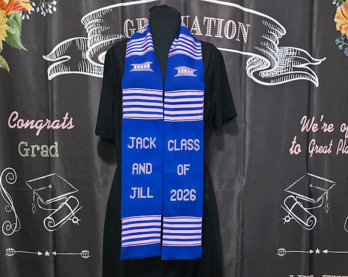 Jack and Jill Class of 2026 Blue Kente Cloth Stoles