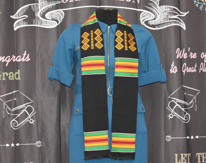 Blank New Design Black Kente Stoles
