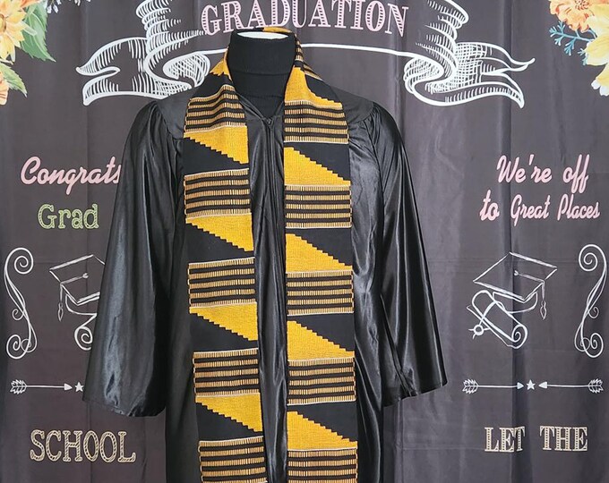 Double Weave Black and Gold Kente Stoles