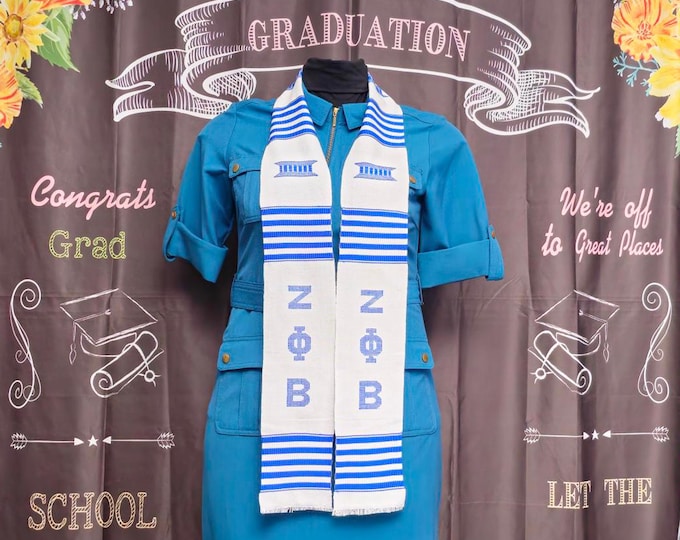 Zeta Phi Beta Kente Stoles-White