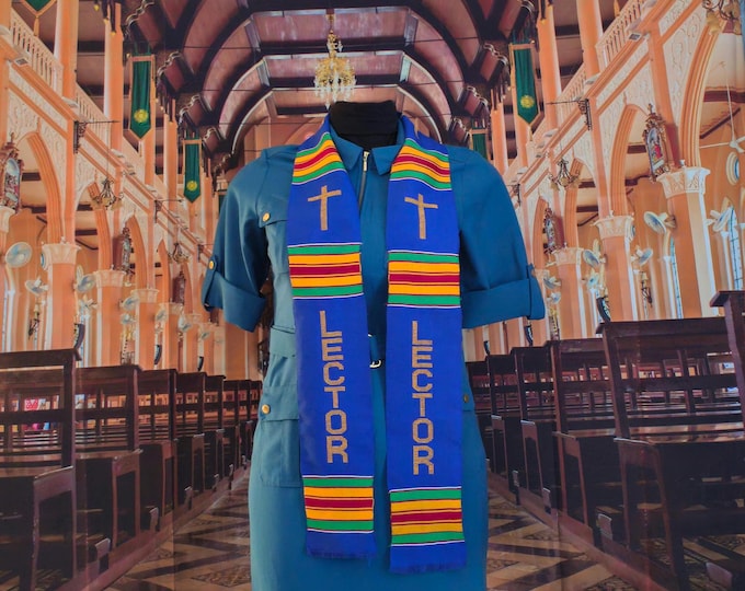 LECTOR  Blue Kente Stoles