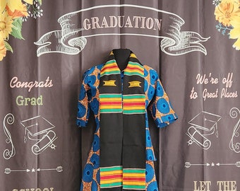 Custom Design Traditional Black Kente Stoles