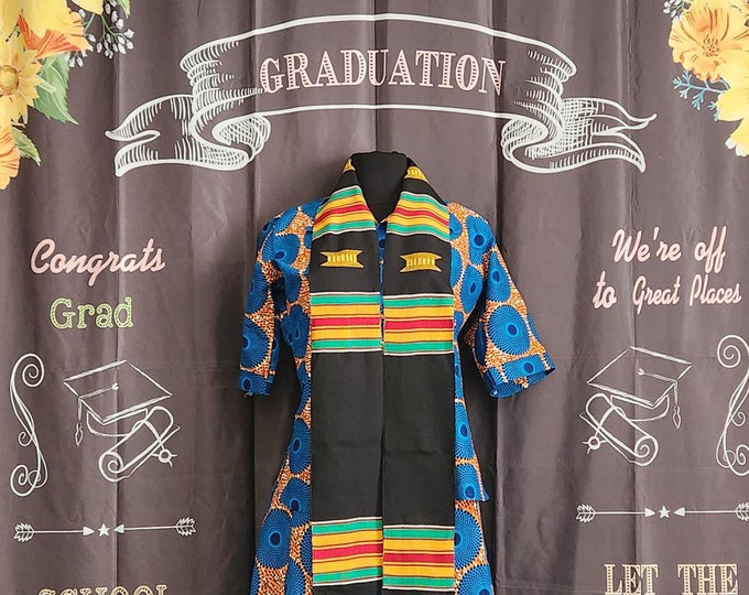 Custom Design Traditional Black Kente Stoles