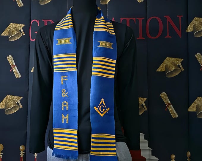 Masons Kente Stoles. Blue and Gold Kente