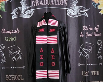 Delta Sigma Theta Black Kente Stoles- Red Letters