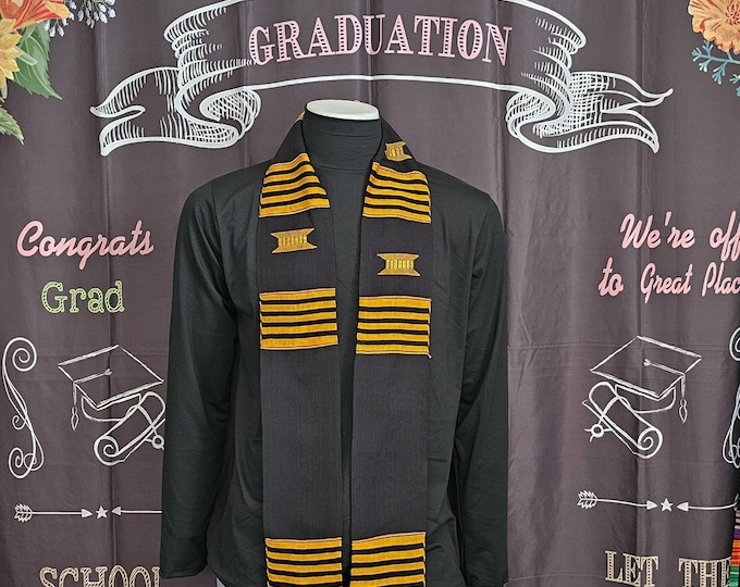 Custom Black and Gold  Kente Stoles