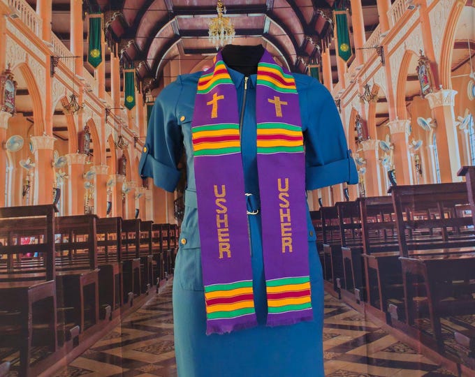 USHER  Purple Kente Stoles