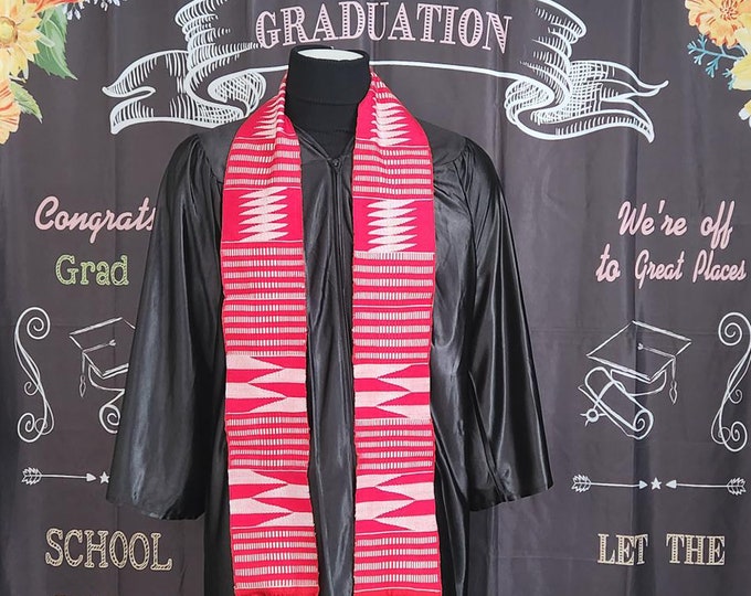 Double Weave Red and White  Kente Stoles