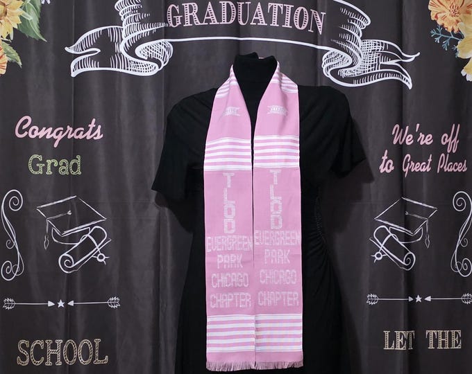 TLOD Evergreen Park Chicago Chapter Pink and White Kente Stoles